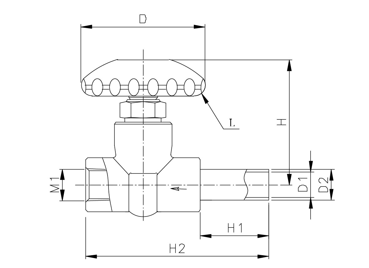 Válvula de globo criogénica de vástago corto con volante gris latón DJ-10AAB